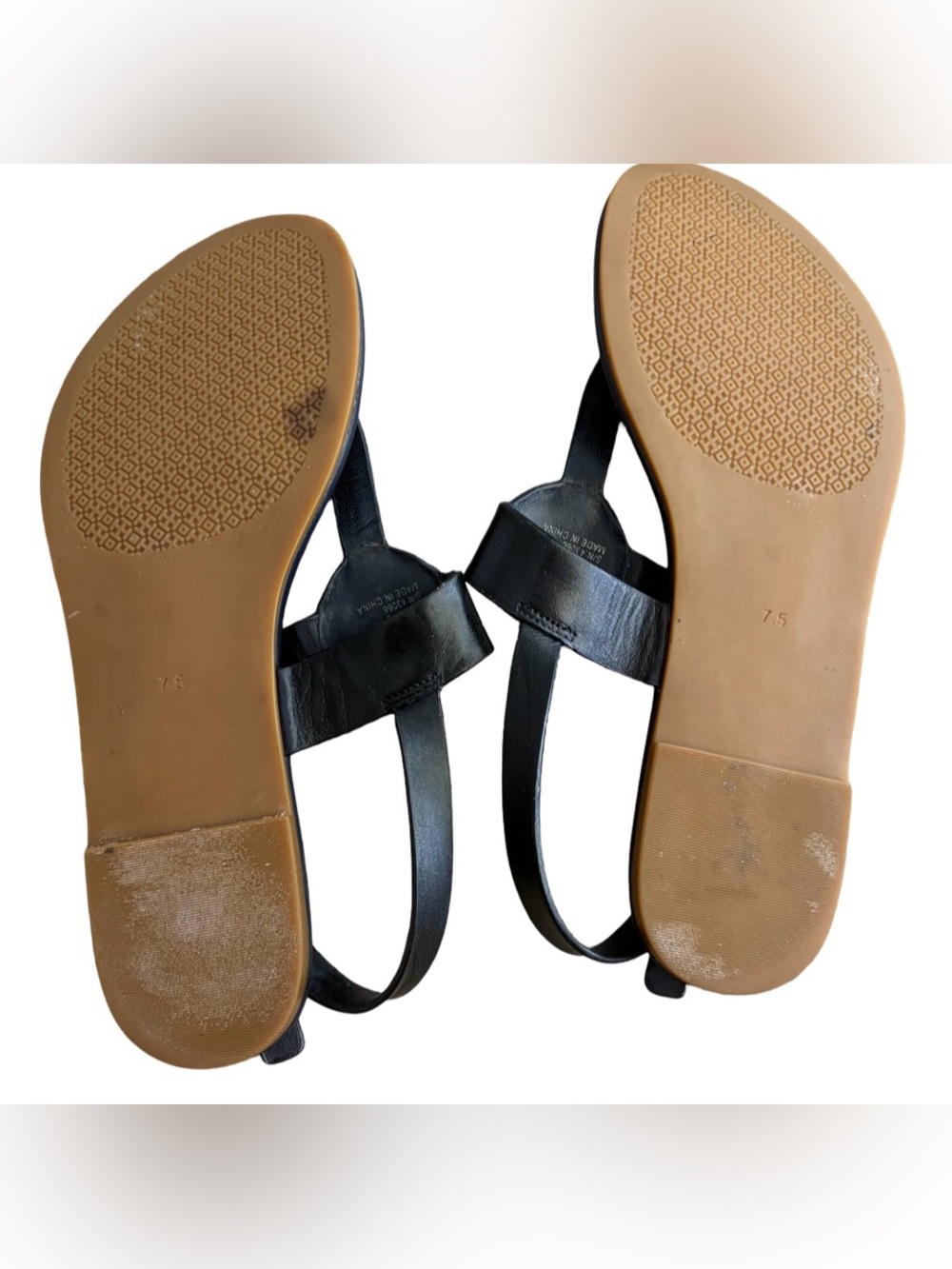Tory Burch Black Leather Thong Sandals with Gold Logo Accent - Picture 10 of 14